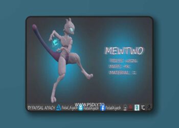 Pokemon mewtwo Low-poly 3D model