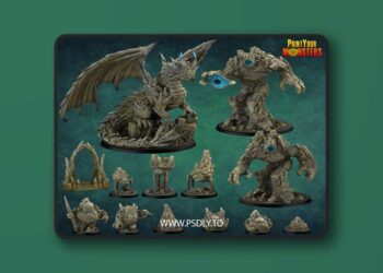 Print Your Monsters – Vol.03 – Basalts Pack – 3D Print Model STL