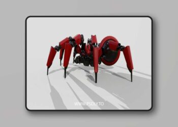 Robot Spider Low-poly 3D Model