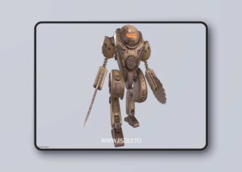 Steampunk mech Low-poly 3D Model