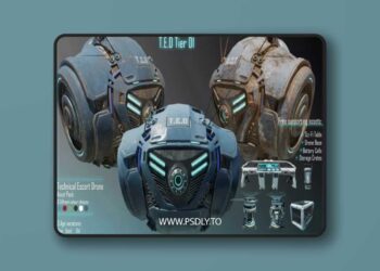 Technical Escort Drone Tier 1 T-E-D Sci-Fi Asset Pack Low-poly 3D Model