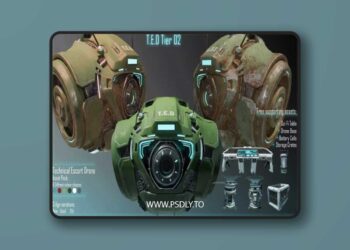 Technical Escort Drone Tier 2 T-E-D Sci-Fi Asset Pack Low-poly 3D model