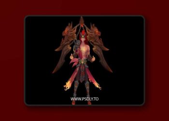 Berserker Flame Warrior Low-poly 3D Model