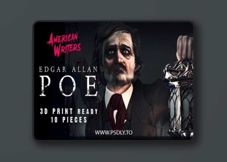 Edgar Allan Poe Statue – 3D Print Model STL 1 Edgar Allan Poe Statue – 3D Print Model STL