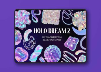 Holo Iridescence 3D Shapes graphics