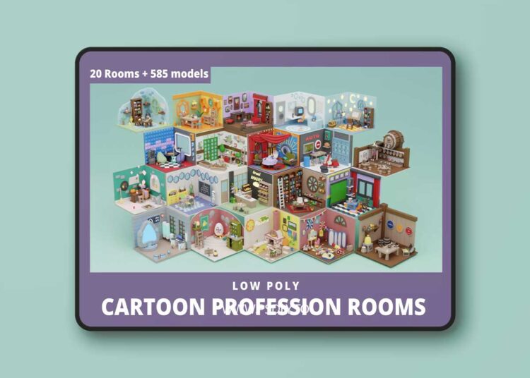 Low Poly Cartoon Profession Rooms v1.0 1 Low Poly Cartoon Profession Rooms v1.0