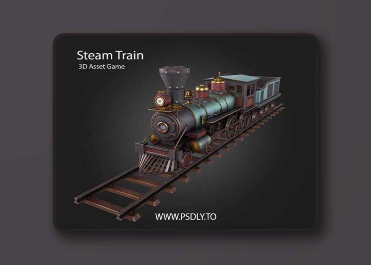 Steam Train Low-poly 3D Model 1 Steam Train Low-poly 3D Model