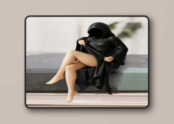 Gothic figure of a seated ghostly woman – 3D Print Model STL