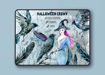 Halloween Crows & Witch PNG 1923558