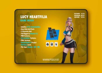 Lucy Heartfilia – UE5 – Blender 3D Rigged Low-poly 3D Model