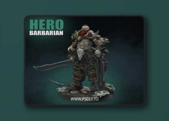 Necropunks Miniatures – HERO BARBARIAN – 3D Print Model