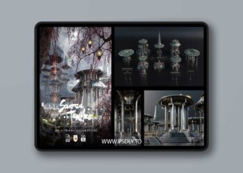 Sacred Temples – Asian Styled Buildings & Environment Assets 3D Kitbash Pack