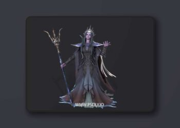The female elven mage Low-poly 3D Model