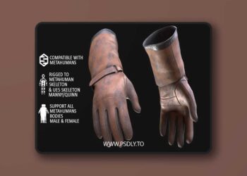 Working Gloves 146 - All MH Bodies & UE5 Skeletons - Rigged (5.3 – 5.6)