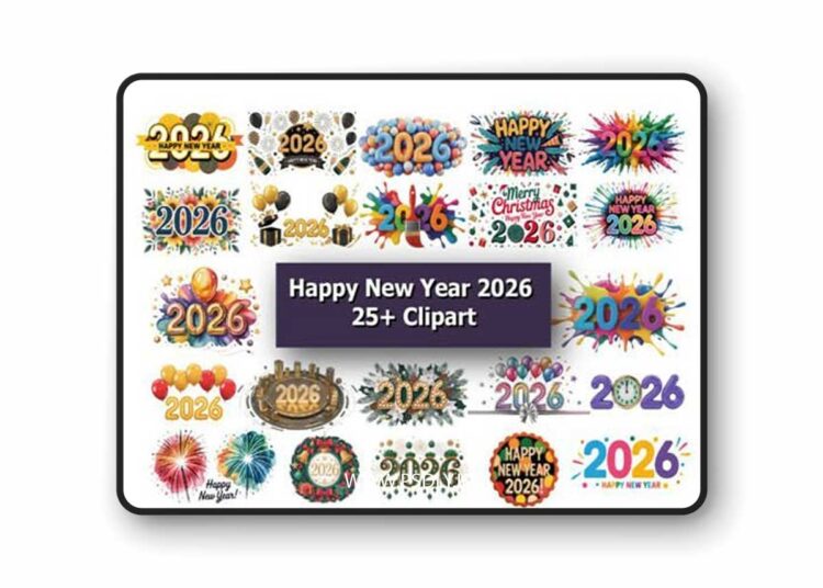 25 Happy New Year 2026 Clipart Bundle 1 25 Happy New Year 2026 Clipart Bundle