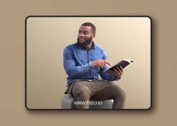 Black man sitting reading pointing 3D model