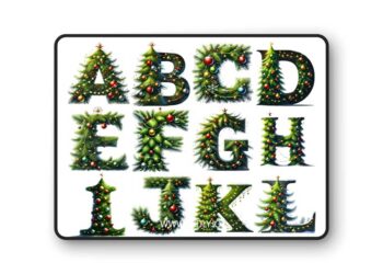 Christmas Tree Alphabet Numbers 36xPNG