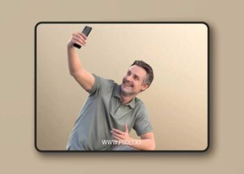 Man Kneeling And Taking A Selfie low poly 3d model
