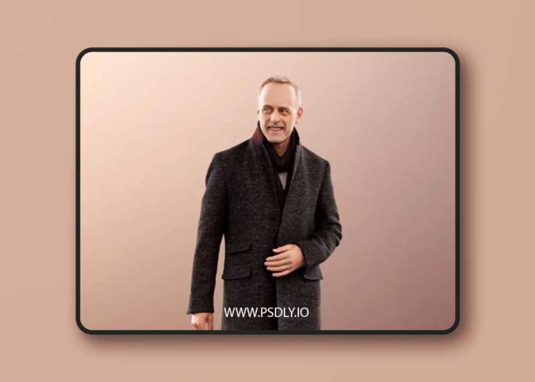 Smiling Man in Coat with Scarf 3D model 1 Smiling Man in Coat with Scarf 3D model