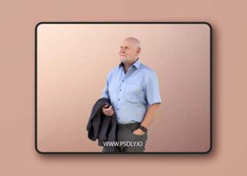 Man business standing old elderly bald beard low poly 3d model