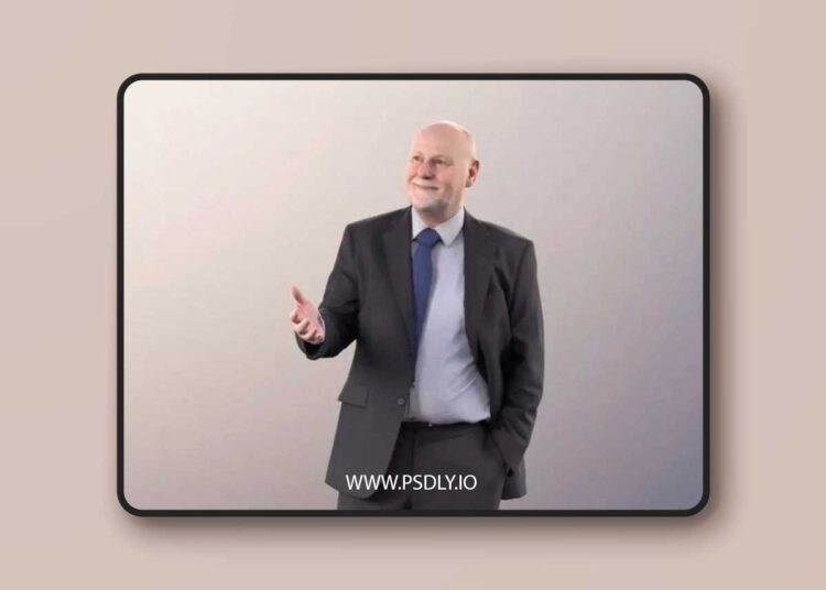 Old businessman standing explaining hand in pocket 3D model 1 Old businessman standing explaining hand in pocket 3D model