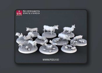 STL Miniatures – Farm Animals Set – 3D Print Model STL