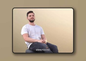 Young Casual Man Sitting On Sofa low poly 3d model