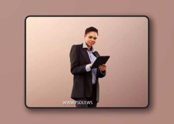 Coloured Business Woman Writing On Tablet low poly 3d model