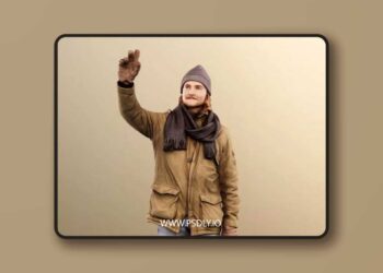 Walking Man In Winter Outfit Waving low poly 3d Model