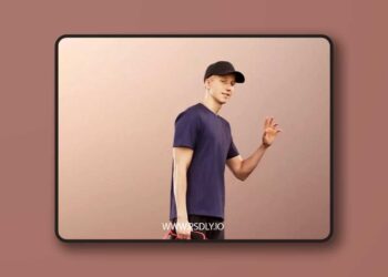 Waving Young Man Walking With Large Bag low poly 3d Model